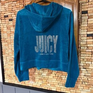Y2K inspired JUICY by Juicy Couture rhinestone blinged cropped zip hoodie